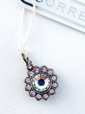 Vintage SORRELLI CH20ASPAS Reversible Swarovski Crystal Flower Charm NWT